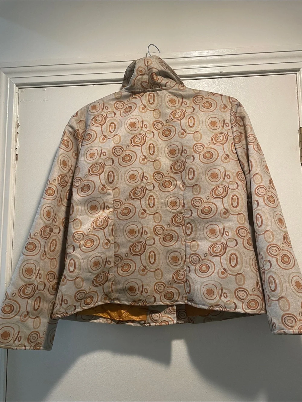 Painted Pony Uniquely USA Cream & Brown Geometric Pea Coat Square Buttons
